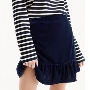 J. Crew Navy Blue Velvet Flounce Ruffle Mini Skirt NWT